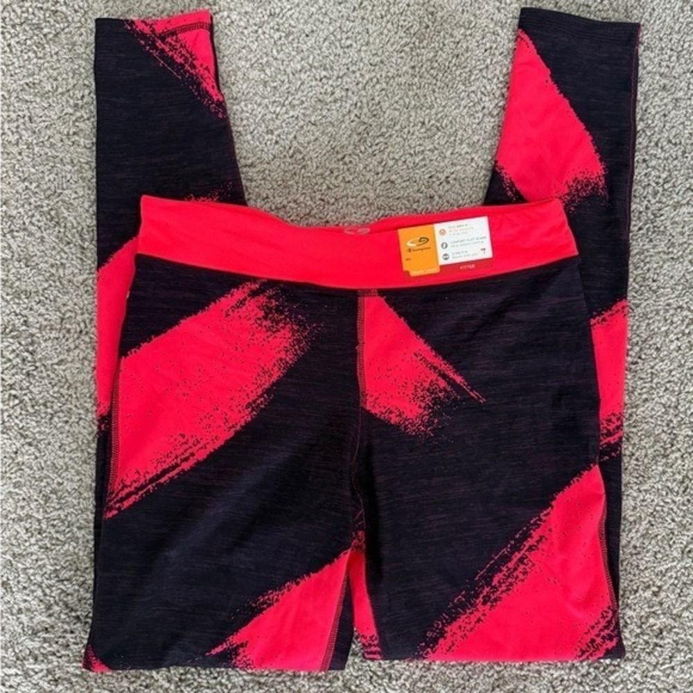 Champion Women's Athletic Leggings Black Hot Pink Dry Fitted Size‎ Medium
